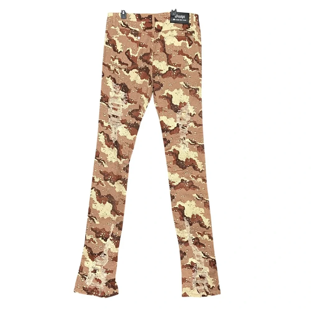 Guapi Limited Edition Drops Men's 38 Red Camo Distressed‎ Skinny Fit Jeans Urban